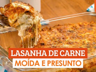 Lasanha de carne moída e presunto
