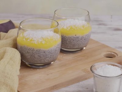 Receita de Pudim de Chia com Purê de Manga