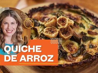 Quiche de arroz recheada com couve, figo e gorgonzola