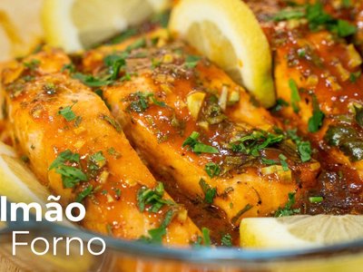 Salmão Assado no Forno com Mostarda e Mel