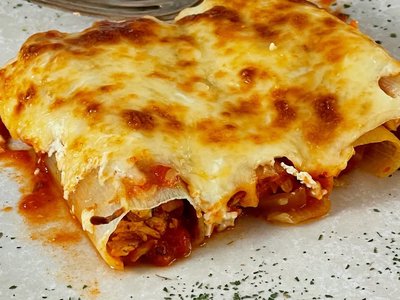 Canelones Fit de Alho-Poró com Frango