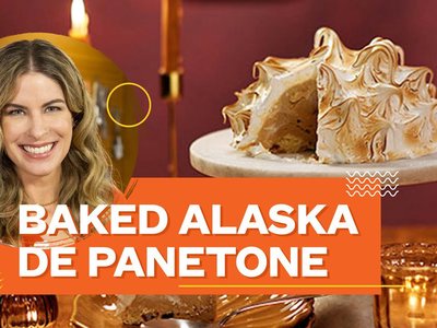 Baked Alaska de panetone com sorvete e merengue