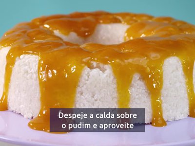 Receita de Pudim de Tapioca com Calda de Manga
