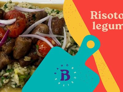 Risoto de Legumes com Coração de Galinha