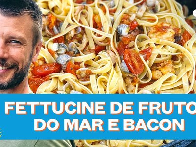 Fettuccine com Frutos do Mar e Bacon