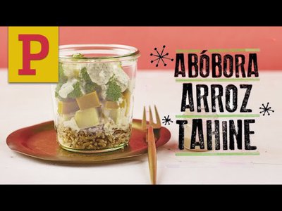Salada de Legumes Assados com 7 Cereais e Molho de Tahine no Pote
