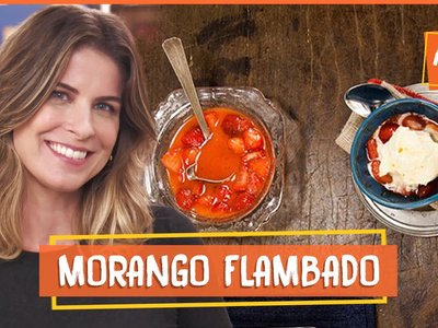 Morangos Flambados com Sorvete de Creme