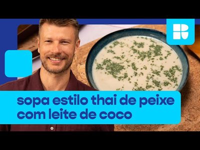 Sopa estilo thai de peixe com leite de coco