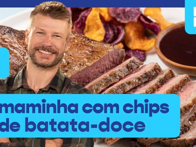 Maminha ao molho de vinho tinto com chips de batata-doce