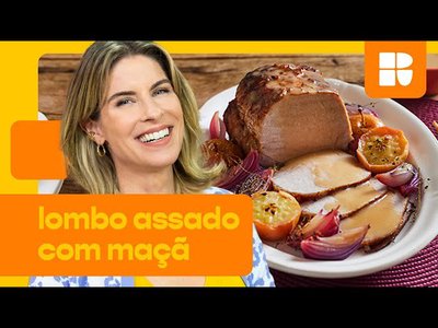 Lombo assado com maçã e cebola